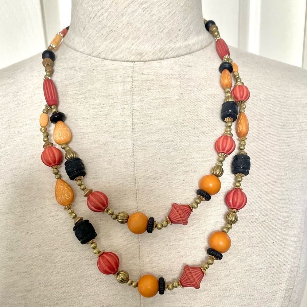 Orange beaded statement necklace